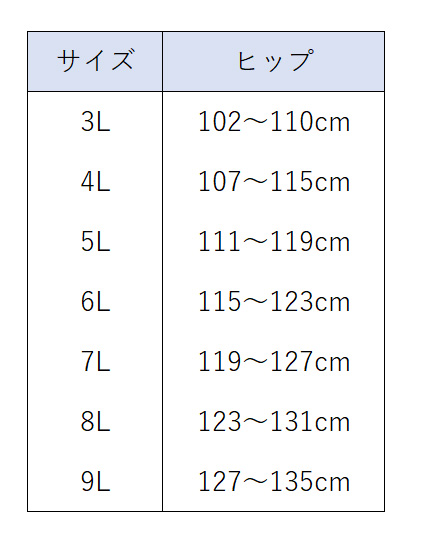 サイズ表　