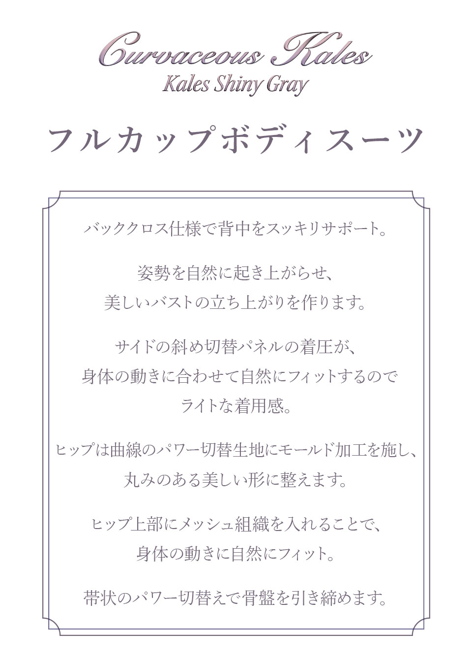 カレスシャイニーグレー フルカップボディスーツ