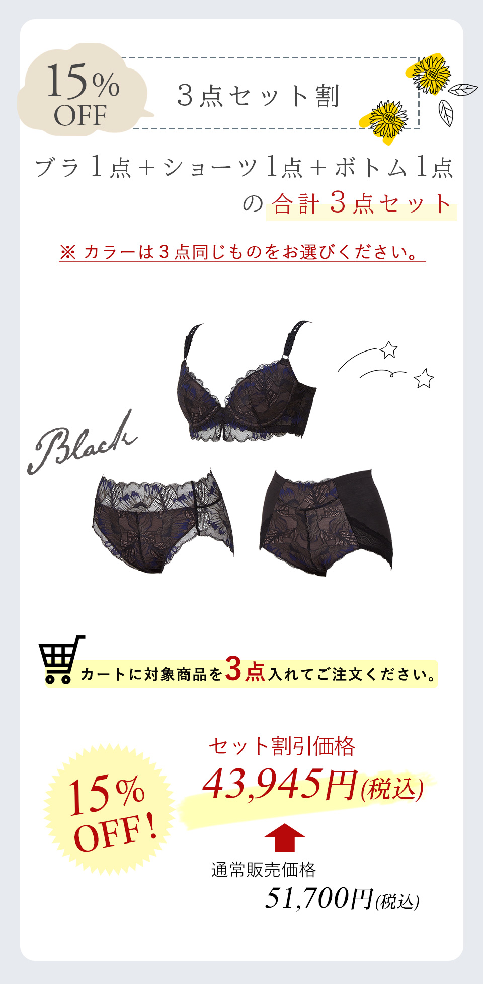 【感謝価格】 ディノチェ3点セット 15%OFF 補整下着(補正下着)、ブラ | 下着・アンダーウェア