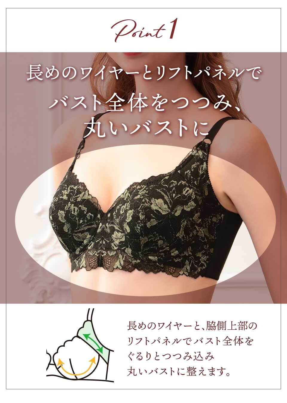 マキジェリーク（Maquigeriec） 背中すっきり　つつまれ美乳ブラ （プリンセチア柄）