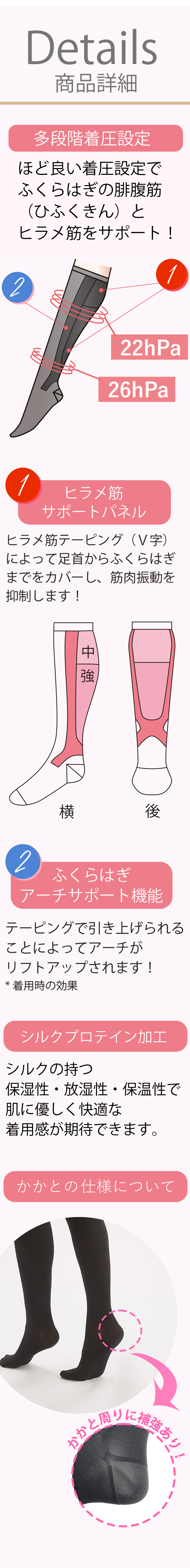 マキジェリーク　ふくらはぎスッキリ　ヒラメ筋ハイソックス（イフミック加工）