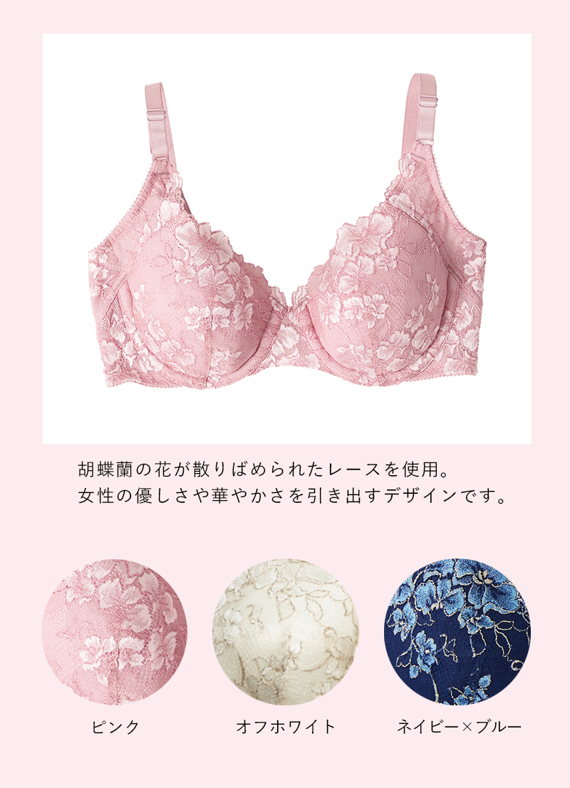 【オーキッド柄】ネイビー×ブルー、オフホワイト、ピンク