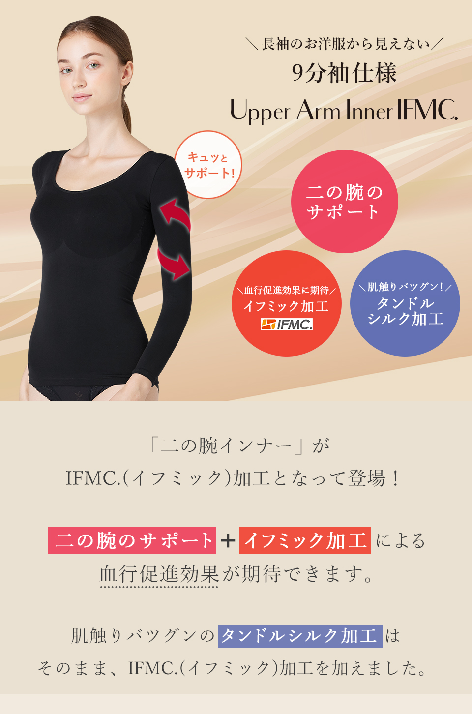 二の腕インナー 9分袖 IFMC.